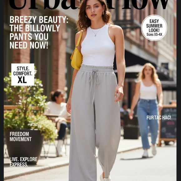 Women's Gray Wide-Leg Pants - Picture 1 of 1